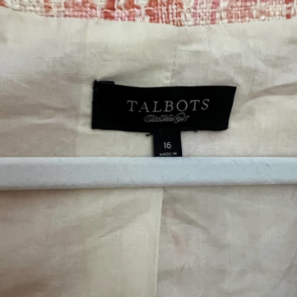 Tweed Jacket coral cream talbots office blazer size 16 - Picture 6 of 6